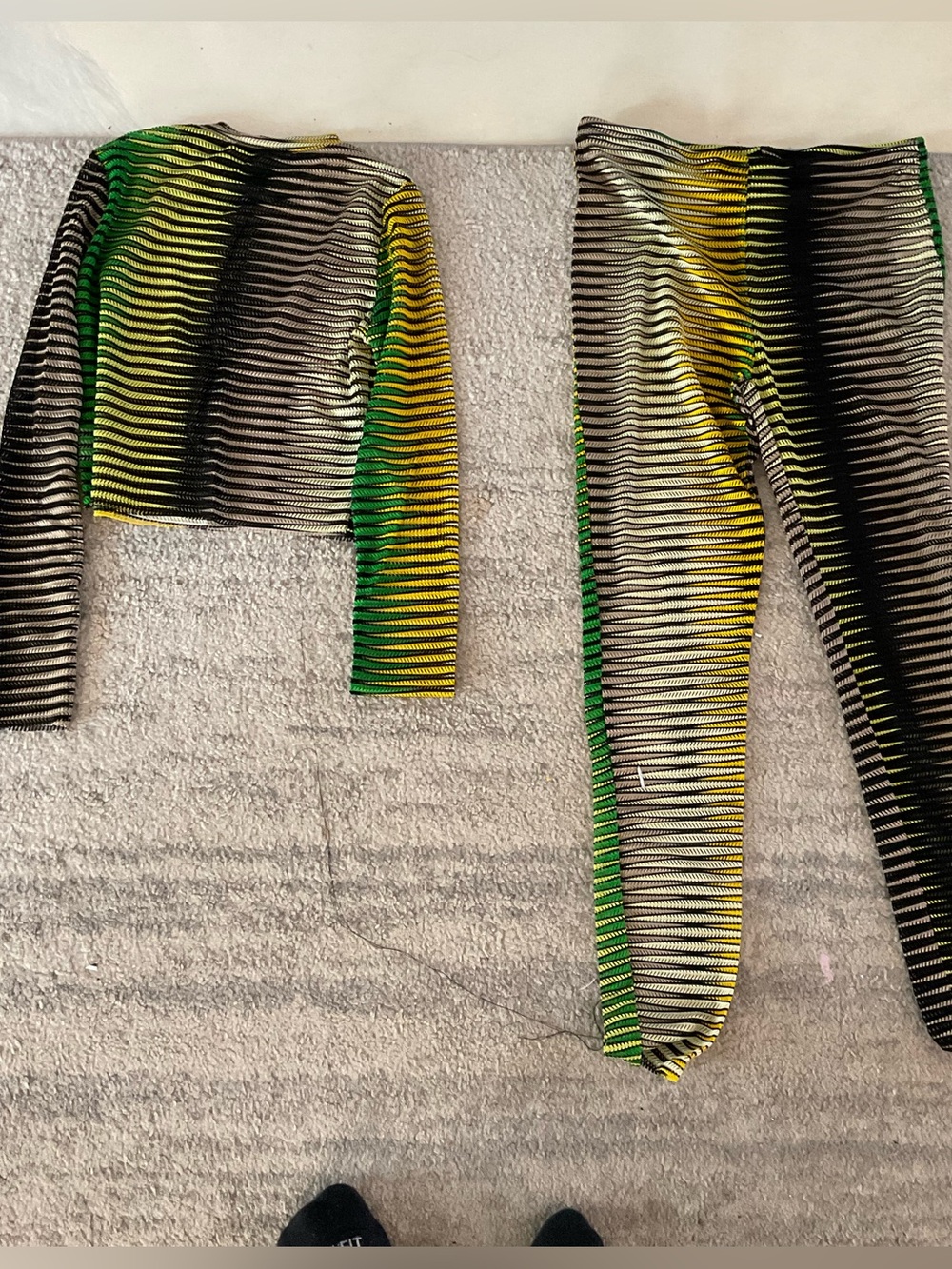 Kids' Striped Leggings and Top Set - Green/Yellow/Black